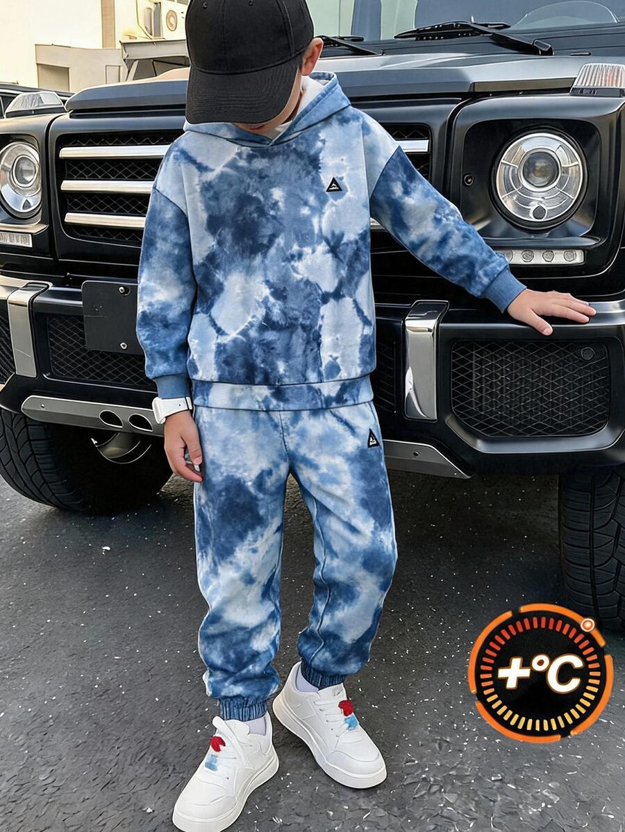 SHEIN Boys Casual Comfortable Versatile Crew Neck Sweatshirt & Long Pants Set - Multicolor - View 1
