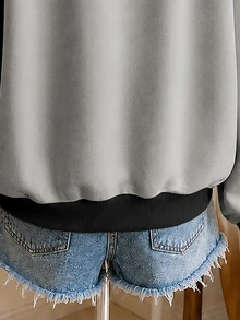 Lalippa Plus Size Women's Color Block V-Neck Casual Everyday Long Sleeve Sweatshirt - Multicolor - View 5
