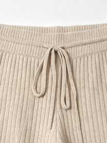 SHEIN Women's Solid Color Camisole Top And Cardigan And Long Pants Knit 2 Pieces Set - Khaki - View 6