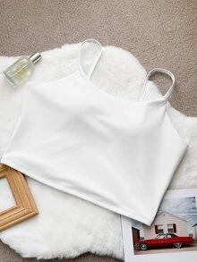 Dazy Plus Solid Color Fitted Casual Sports Bra - White - View 8