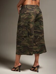 Denimoi Celana Camo Pendek, Celana Kargo Oversized, Celana Pendek Jeans Modis, Streetwear, Fesyen Musim Gugur, Gaya Gadis Keren - MultiWarna - View 5