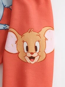TOM & JERRY X SHEIN Baby Boy Cartoon Print Sweatshirt & Sweatpants Set - Orange - View 4