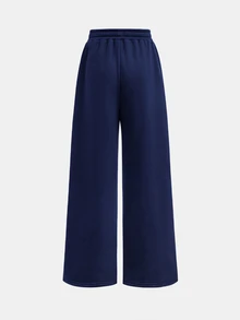 Girlism Tween女孩黑色針織寬鬆休閒百搭口袋保暖內裡寬腿運動長褲冬季款 - 藍色 - 查看 2