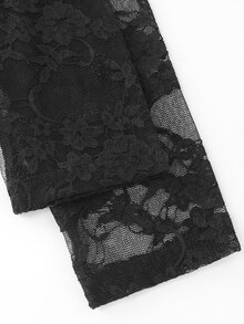 Balvessa Women's Lace Patchwork Slim Fit Versatile Casual Daily Blouse - Black - View 8