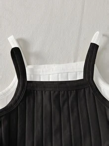 SHEIN 女童細肩帶背心上衣搭配短袖條紋套裝組 - 彩色 - 查看 4