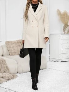 SHEIN Clasi Women's Autumn/Winter Casual Versatile Overcoat - Apricot - View 6
