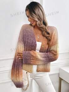 SHEIN LUNE 女款紮染休閒百搭日常穿搭開襟衫 - 卡其色 - 查看 6
