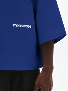 STYNVO 男士字母印花休閒日常穿著T恤 - 寶藍色 - 查看 5