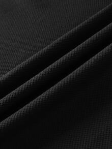 ROMWE MEN Men's Casual Letter Print Polo Shirt, Autumn - Black - View 6