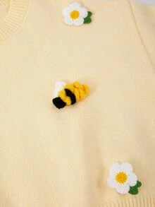 SHEIN 女童秋冬時尚極簡厚針織長袖上衣 - 彩色 - 查看 8
