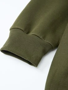 Rusticease Plus Size Army Green Drawstring Pocket Hooded Long Sleeve Sweatshirt Fall Winter 2026 - Army Green - View 7