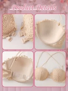 DesireSculpt Women's Underwire Front Closure Sexy Lace Casual Comfortable Push-Up Bra 2pcs/Set - Multicolor - View 7