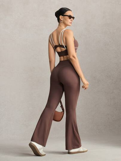 Activina Women's Backless Bra And Flare Pants Sports Set