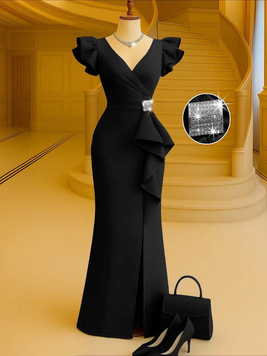 GlowEve CURVE Plus Size Women's Spring/Summer Fashion Casual Slim Fit Mermaid Dress - Black - View 1