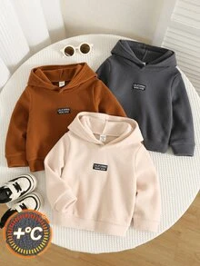 SHEIN 3件組嬰兒男孩與女孩秋冬休閒毛絨連帽衛衣套裝，嬰兒連帽衛衣 - 彩色 - 查看 3