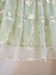SHEIN 新生女嬰可愛優雅夏季網紗花卉刺繡洋裝 - 薄荷綠 - 查看 9
