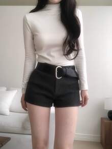 DAZY Women's Solid Color Casual Korean Style Youthful Elegant Shorts - Grey - View 6