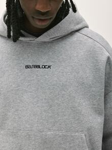 Baseblock Men's Cotton Streetwear Side Stripe Minimalist Hoodie, Back Graphic Large English Letter Sweatshirt, New Fall Looks - Grey - View 3