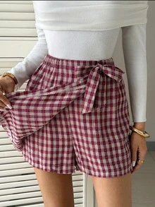 SHEIN Frenchy 女款格紋休閒百搭日常裙褲 - 彩色 - 查看 3