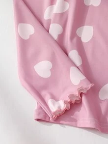 SHEIN Tween Girl Cute Pink Heart Print Long Sleeve Top And Long Pants 2 Pieces Loungewear Set - Baby Pink - View 5