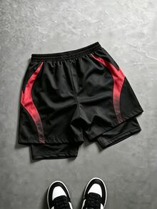 Sport MetroGents 男士抽繩腰蜘蛛圖案休閒日常運動短褲 - 黑色 - 查看 2