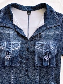 Soleia Denim Effect Print Slim Fit Romper - Multicolor - View 5