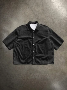Manfinity ZONE917 Men's Letter Print Cropped Shirt - Black - View 7