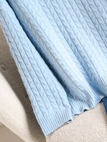 Elaquor Plus Size Elegant Traditional Navy Blue Commuter Date Club Formal Versatile Casual Minimalist Cable Knit Sweater Pullover Women Autumn/Winter - Blue - View 6