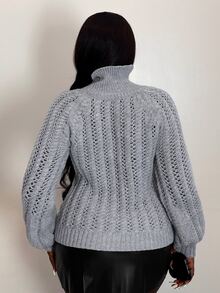 Selianne Women's Minimalist Design Cable Knit Loose Elegant Sweater Top - Grey - View 2