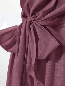 SHEIN Clasi 大尺碼休閒繫帶上衣與長褲兩件套 - 中紫紅色 - 查看 3