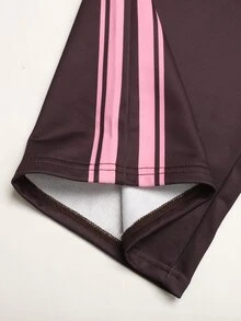 Teen Girl Side Stripe Wide Leg Loose Casual Sweatpants - Coffee Brown - View 6