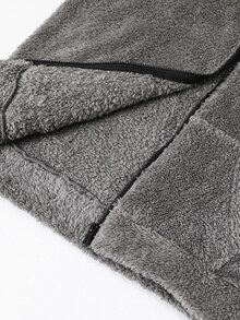 SHEIN 青少年男孩冬季刺繡貼布圓領寬鬆套頭抓絨衛衣 - 灰色 - 查看 8