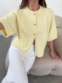 Firerie Women's Versatile Button-Up Knit Cardigan For Daily Wear - Light Yellow - View 4