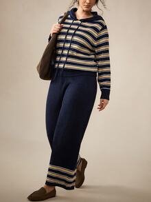 Nubod Plus Size Knit Colorblock Hooded Top And Pants Tie-Up Sweater Set, Casual And Comfortable - Multicolor - View 6