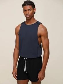 OTTIMOZO Men's Horn Print Casual Fitness Sports Tank Top - Navy Blue - View 4