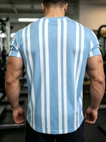 Gritte Field Kaos Rajut Pria Lengan Pendek Leher Bulat Motif Digital Longgar Gaya Jalanan, Musim Panas, ...Jalanan - MultiWarna - View 2