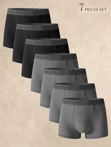 SHEIN 男士字母印花拼色休閒日常四角內褲 7件組 - 彩色 - 查看 1