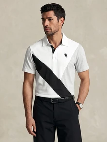 Lornavo Men's Cotton White And Black Color Block Polo Shirt High Quality Store Style Business Golf Summer Casual - Multicolor - View 3