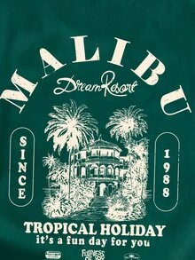 Daypath Dark Green Men's Letter Palm Tree Print Tank Top - Dark Green - View 3