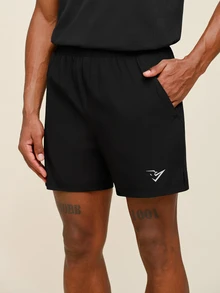 OTTIMOZO Men's Geometric Print Pocket Loose Fit Sports Shorts, Gym,Workout,Outdoor,Running,Jogging ,Brands,Cooling,High Stretch - Black - View 4
