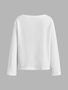 SHEIN EZwear 3件裝厚款船領T恤，海軍藍/白色/條紋，秋季上衣，適合日常通勤、派對、秋冬春夏、聖誕節、新年、感恩節、婚禮、海灘、畢業典禮、優雅、外出、約會、通勤、情人節、度假、Y2K、畢業典禮等場合 - 彩色 - 查看 6