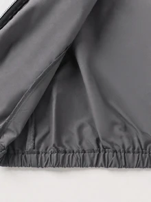 SHEIN 青少年男孩休閒字母圖案印花連帽夾克，輕量寬鬆版型拉鍊連帽外套 - 灰色 - 查看 7