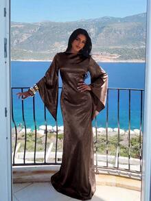 Aloruh Pink Romantic Ruffle Mini Dress For Date, Party, Vacation - Coffee - View 3