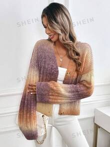 SHEIN LUNE 女款紮染休閒百搭日常穿搭開襟衫 - 卡其色 - 查看 5
