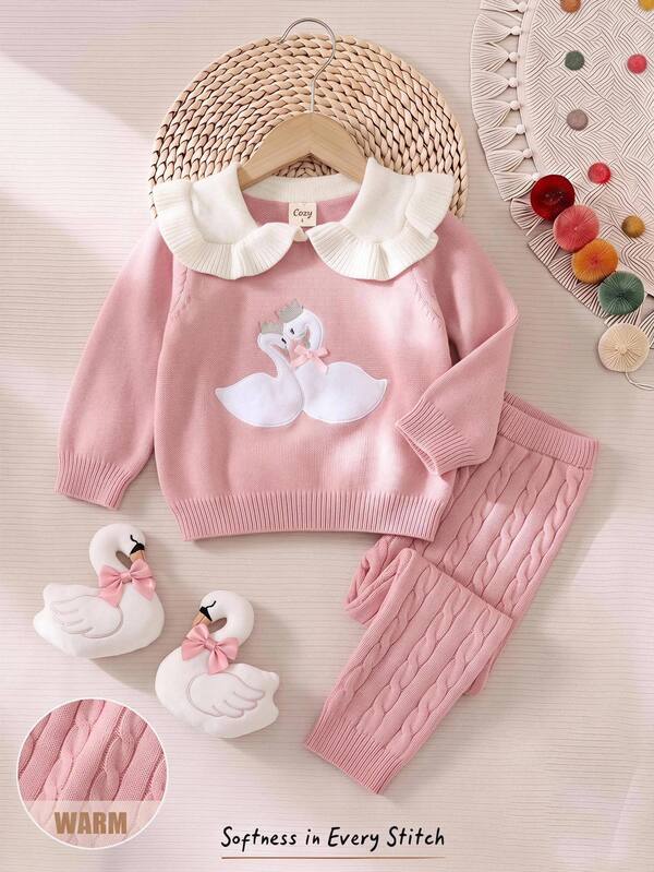 Cozy Pixies 2pcs Baby Girl Baby Girl Casual Daily Comfortable Sweater Set