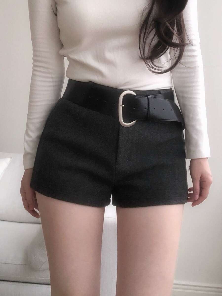 DAZY Women's Solid Color Casual Korean Style Youthful Elegant Shorts - Grey - View 1