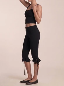 SHEIN BAE Women Black Tie High Waist Leggings Tummy Control Gym Workout Training Running Yoga Athletic Pants - Black - View 5
