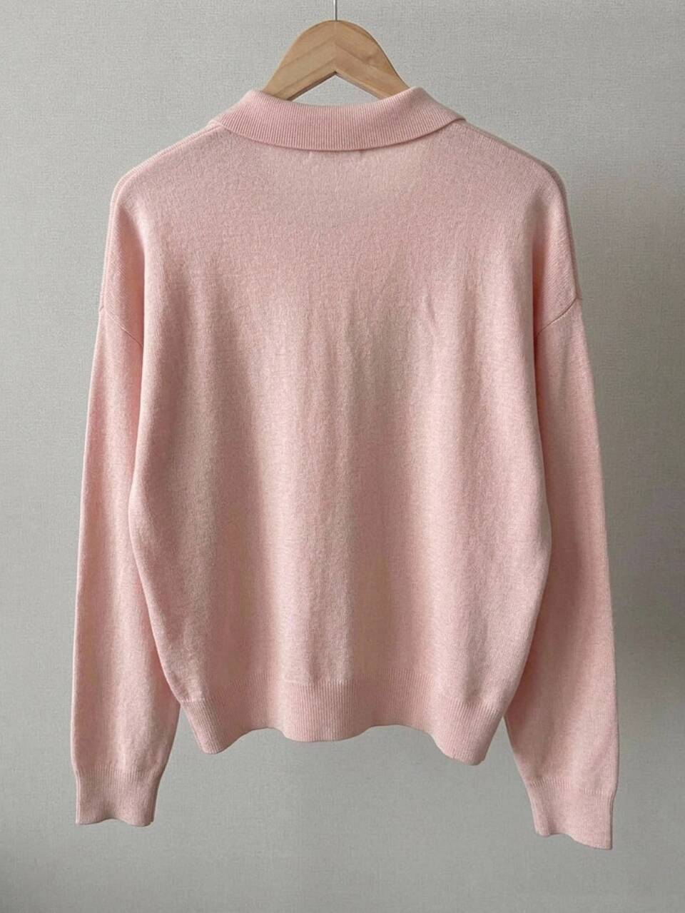 Women's Solid Color Fitted Polo Long Sleeve Casual Vacation Korean Style Autumn/Winter Pullover Knit Sweater