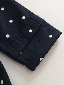SHEIN 女童冬季保暖內裡連帽雙排扣時尚夾克外套，適合休閒日常穿著 - 藍色 - 查看 9