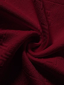 Manfinity Homme Men's Knitted Jacquard Solid Color Textured Collar And Cuffs Ribbed T-Shirt - Burgundy - View 7